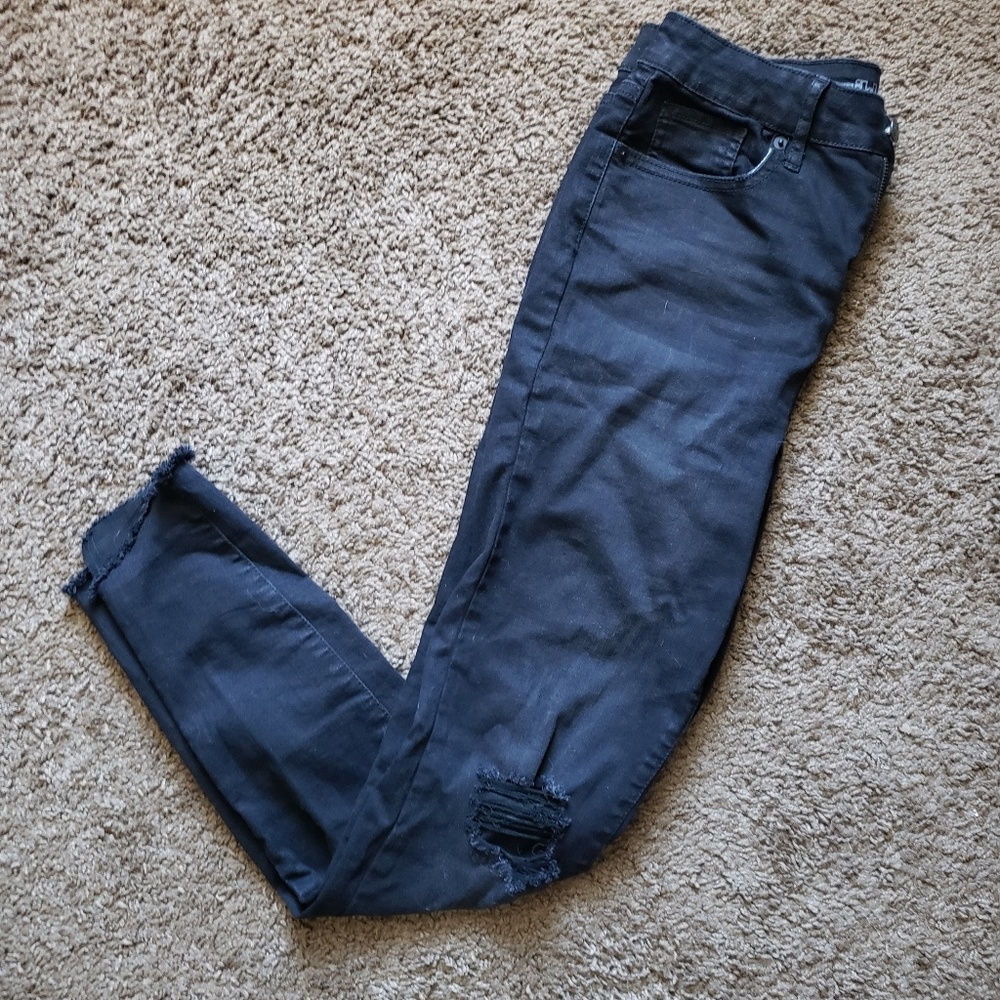 Wild Fable black destroyed raw hem skinny jeans